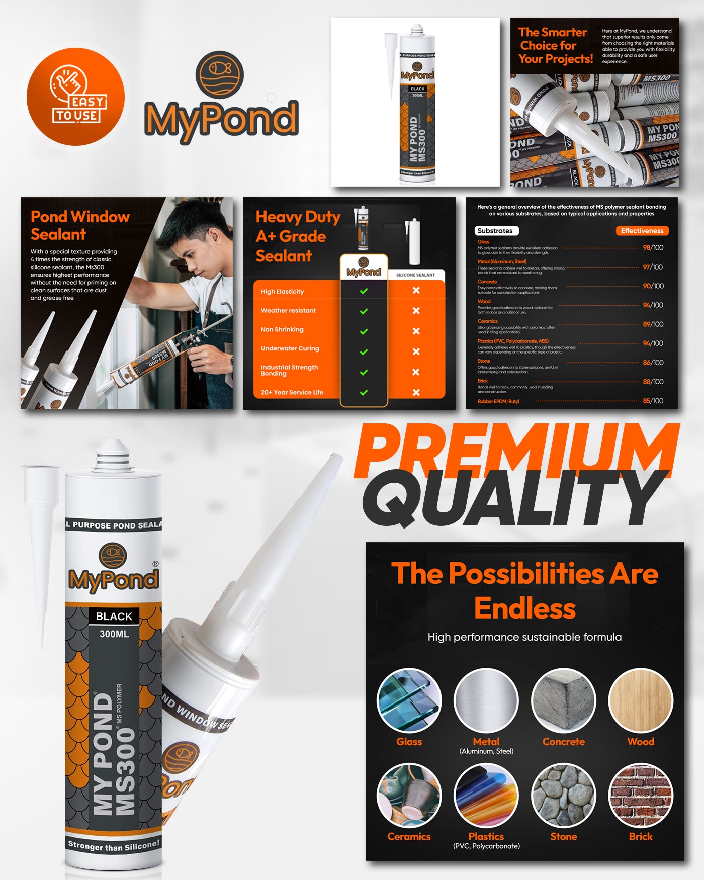 MS300 Liquid Liner - Waterproof Solution for Ponds