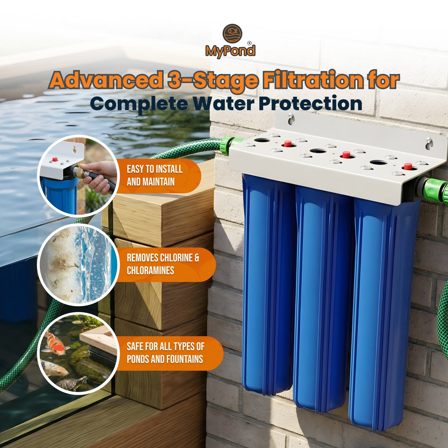 MyPond 20" 3 Stage HMA Tap Water Koi Pond Dechlorinator