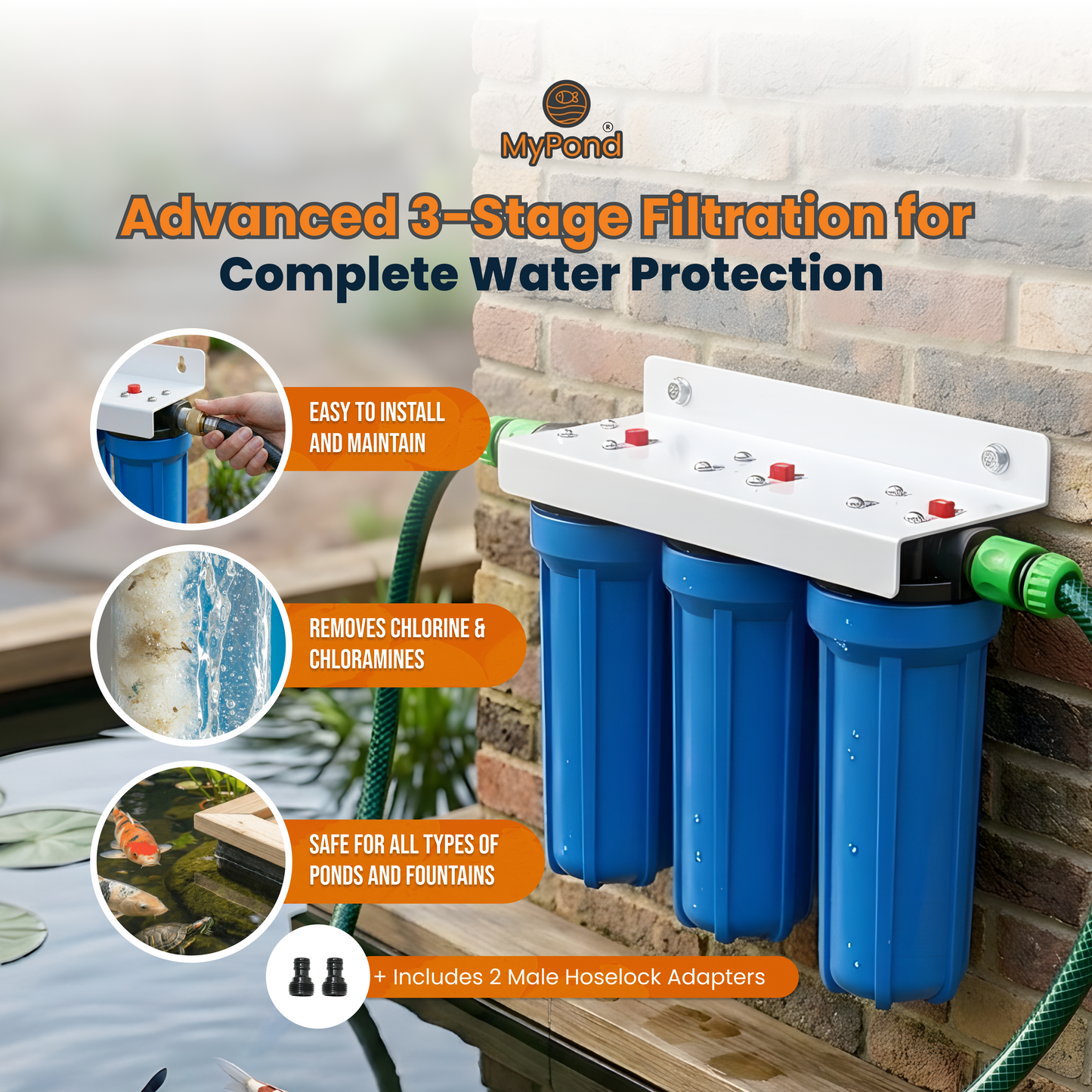 MyPond 10" 3 Stage HMA Tap Water Koi Pond Dechlorinator