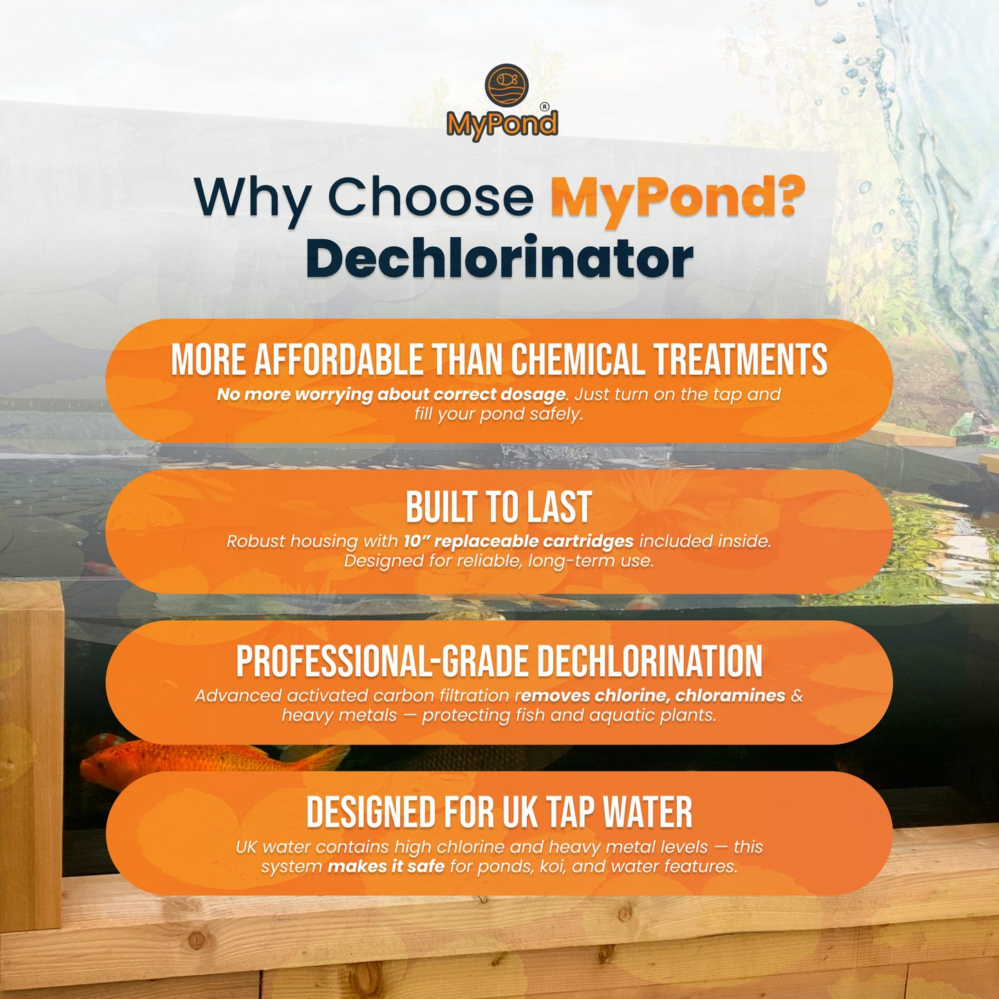 MyPond 10" 3 Stage HMA Tap Water Koi Pond Dechlorinator